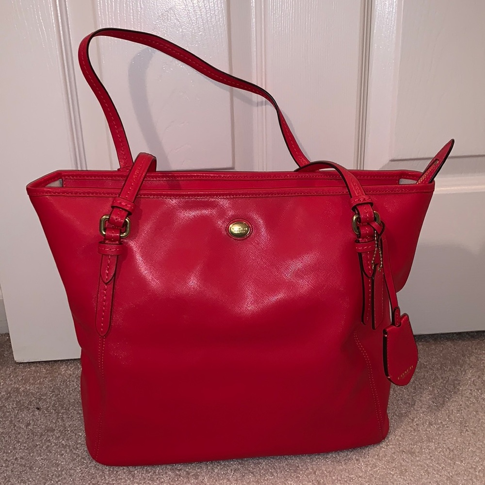 Coach Red Leather Medium Tote